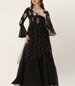 Ethnovog Ready To Wear Black Embroidered Georgette Gown