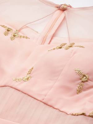 Ethnovog Ready To Wear Peach Georgette Embroidered Gown 2