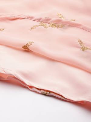 Ethnovog Ready To Wear Peach Georgette Embroidered Gown 6