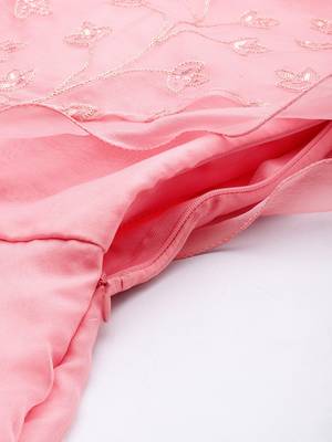 Ethnovog Ready To Wear Pink Embroidered Organza Gown 6
