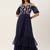 Ethnovog Ready To Wear Blue Georgette Embroidered Layered Gown