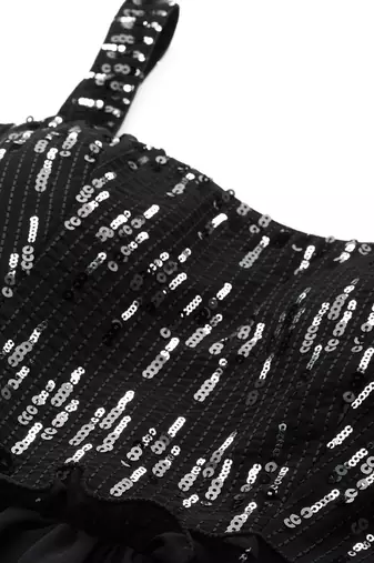 Ethnovog Ready To Wear Black Georgette Sequins Gown