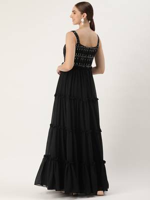 Ethnovog Ready To Wear Black Georgette Sequins Gown 4