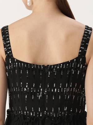 Ethnovog Ready To Wear Black Georgette Sequins Gown 6