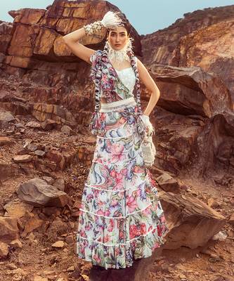 Multi Printed Layered Skirt Set 1