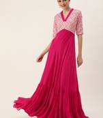 Ethnovog Ready To Wear Cream Georgette Embroidered Gown