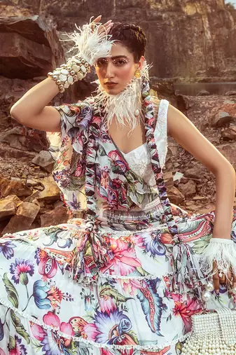 Multi Printed Layered Skirt Set