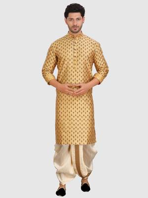 men's silk printed kurta and pitambari cotton-silk dhoti - jashn collection 1
