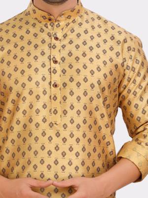 men's silk printed kurta and pitambari cotton-silk dhoti - jashn collection 3