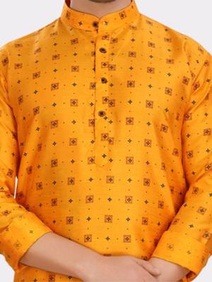 men's silk printed kurta and pitambari cotton-silk dhoti - jashn collection 3