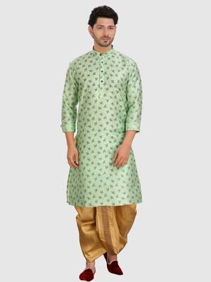 men's silk printed kurta and pitambari cotton-silk dhoti - jashn collection 1