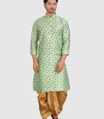men's silk printed kurta and pitambari cotton-silk dhoti - jashn collection