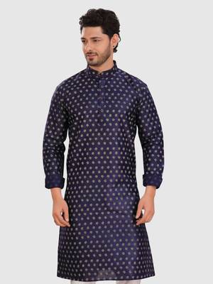 men's silk printed kurta and pitambari cotton-silk dhoti - jashn collection 3