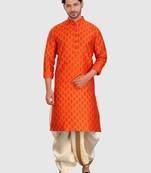 Shiwam ethnix men's silk printed kurta and pitambari cotton-silk dhoti - jashn collection