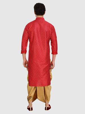 men's silk printed kurta and pitambari cotton-silk dhoti - jashn collection 2