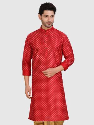 men's silk printed kurta and pitambari cotton-silk dhoti - jashn collection 3