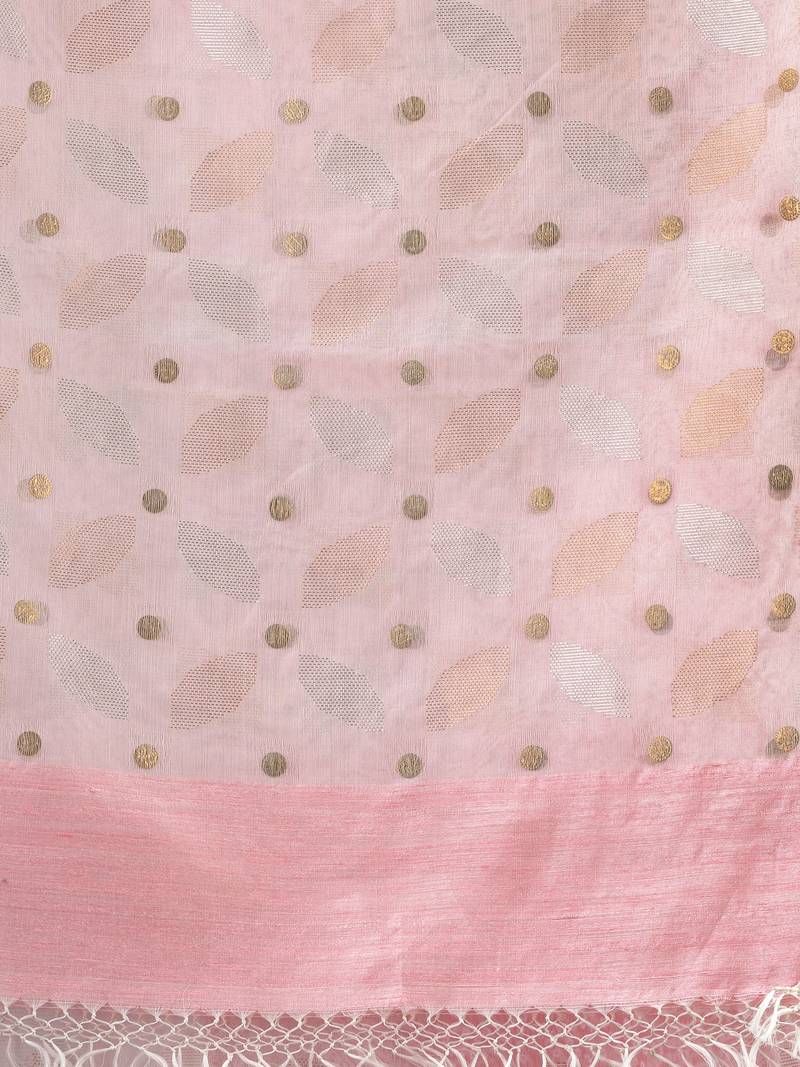 Traditional Baby Pink Matka Silk Sequin Soft Jamdani Saree