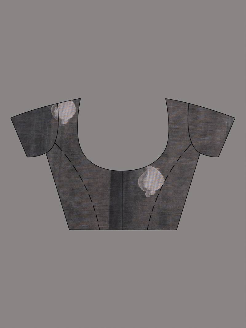 Grey Blend Silk All Body Buti With Pallu Jacquard Janmdani Saree