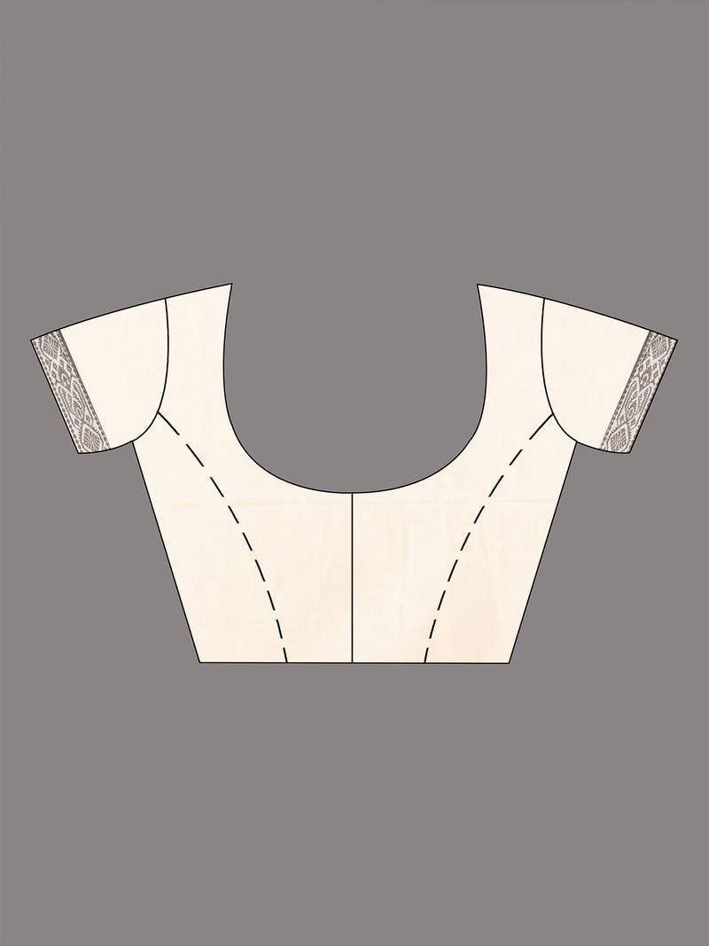 White Cotton All Body Buti Black Jacquard Border With Pallu Handloom Saree