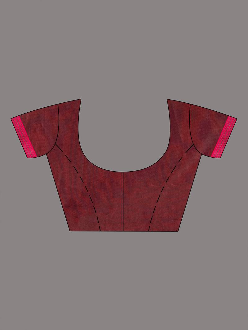 Maroon Cotton All Body Buti With Mahapar Border Jamdani Saree