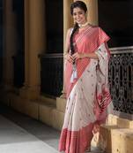 Off White Cotton All Body Buti With Mahapar Border Jamdani Saree