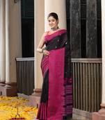 Black Cotton All Body Buti With Mahapar Border Jamdani Saree
