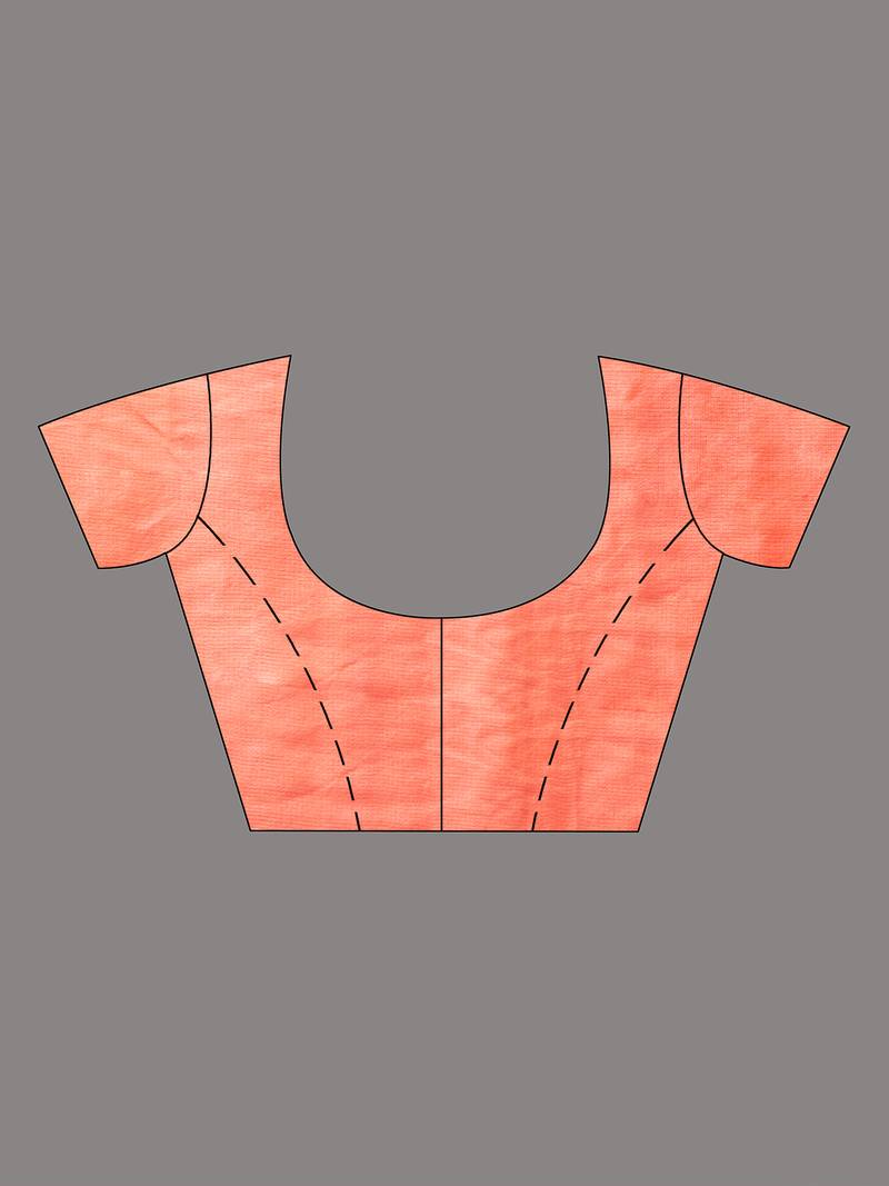 Pink Cotton Solid Body Handloom Saree