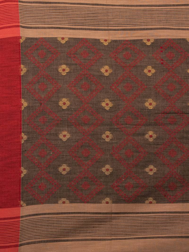 Muga Cotton All Body Buti With Ganga Yamuna Border Jamdani Saree