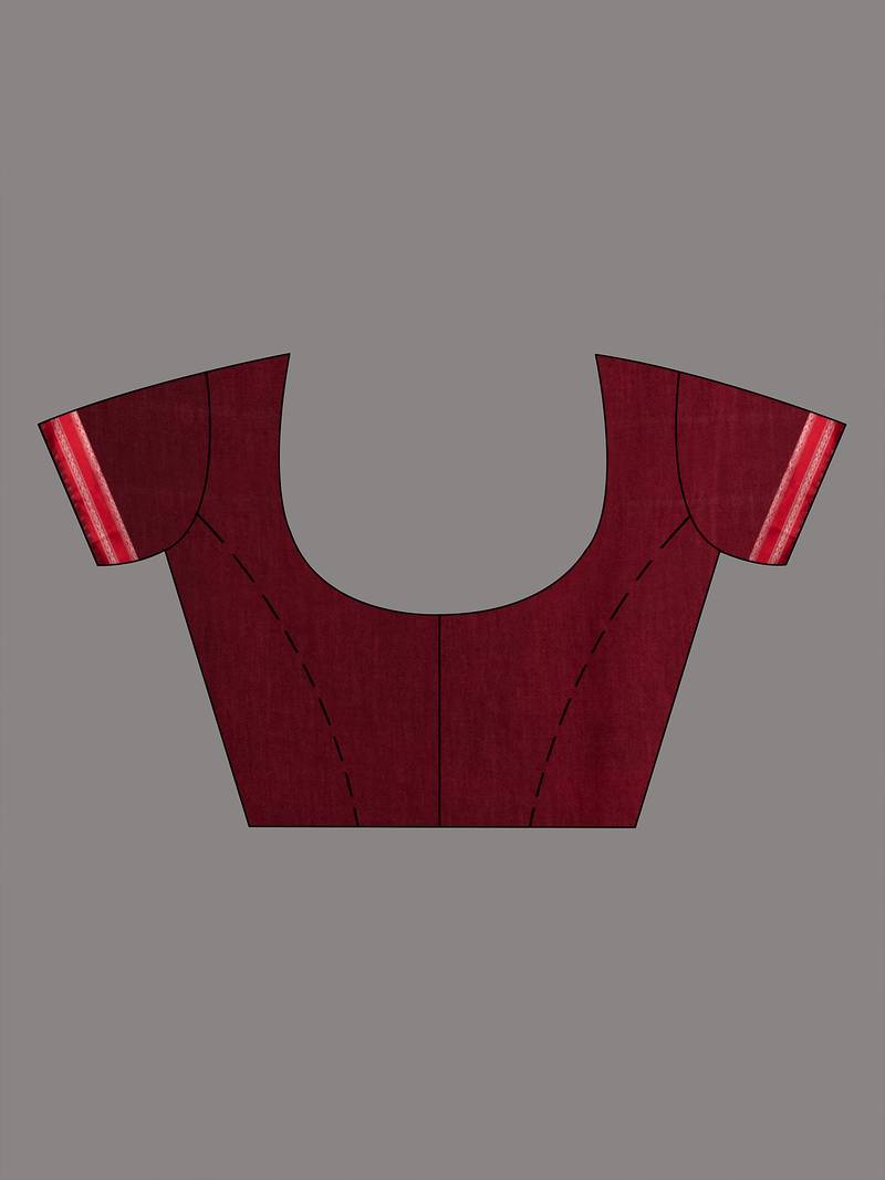 Black Cotton Solid Body Jacquard Border With Pallu Stripe Handloom Saree