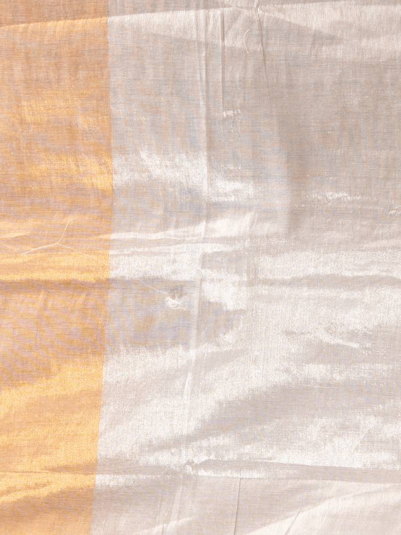 Silver & Golden Handloom Tissue Saree