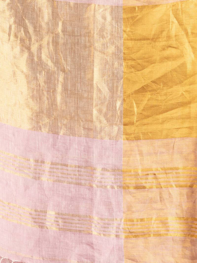 Pale Purple Linen Traditional Handloom Saree