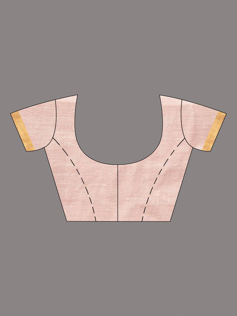 Light Pink Linen Traditional Handloom Saree