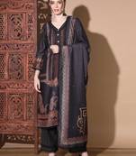 Vbuyz Women'S Digital Print Muslin Black Pakistani Style Stitched Kurta Palazzo With Dupatta
