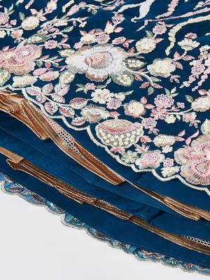 Navy blue Net Sequins and thread embroidery Lehenga choli & Dupatta 7