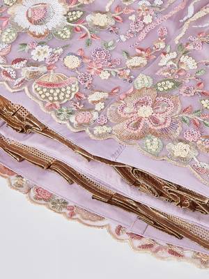 Mauve Net Sequins and thread embroidery Lehenga choli & Dupatta 7