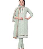 Pista Designer Embroidery Work Chanderi Modal Semistiched Long Length Kameez Pant party wear salwarsuit