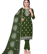 Green Designer Embroidery Work Organza Semistiched Long Length Kameez Pant party wear salwarsuit