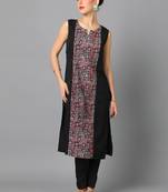 Ziyaa women's black crepe straight kurta and pant set