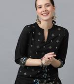 Ziyaa women's black crepe straight kurta and palazzo set