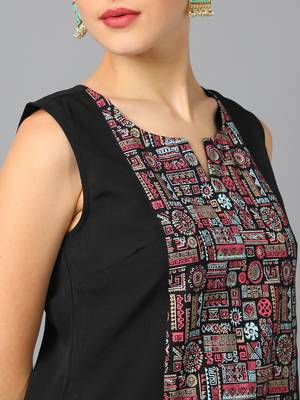 Ziyaa women's black crepe straight kurta and pant set 4