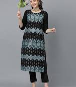Ziyaa women's black crepe straight kurta and pant set