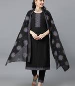 Ziyaa women's black crepe straight kurta, pant and dupatta set