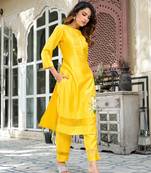  mustard patch work kurta trouser set
