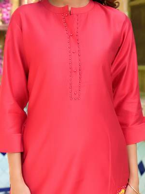  pink patch work kurta trouser set 4
