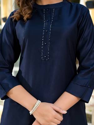  blue patch work kurta trouser set 4