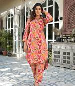  pink silk blend ethnic motifs shirt collar co-ord set