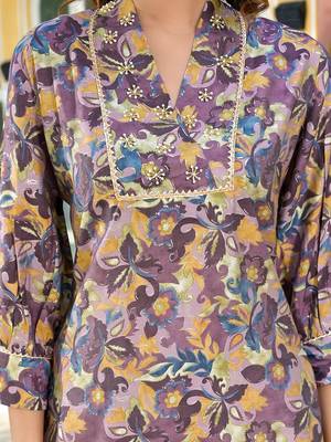  purple silk blend floral print co-ord set 4