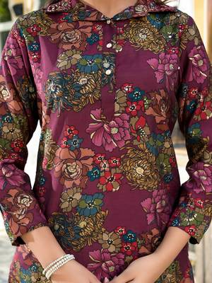  burgundy silk blend floral print co-ord set 4
