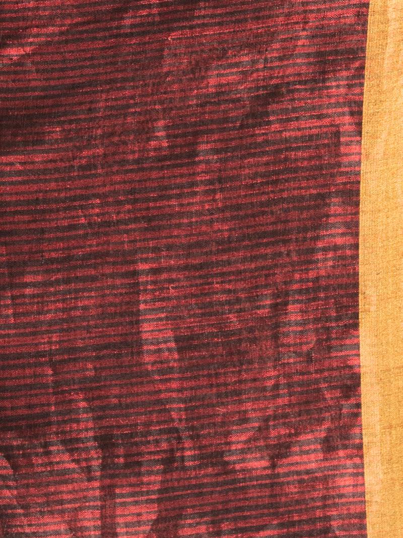 Red Linen All Body Check Handloom Saree