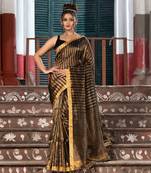 Black Gold Linen All Body Check Handloom Saree
